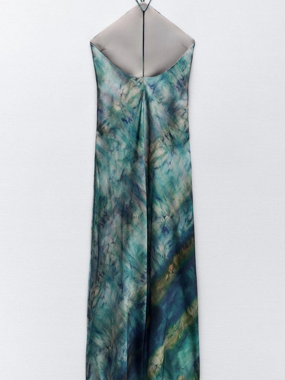 Zara halter neck Tie-Dye Slip Dress in Teal and Blue - Picture 4 of 6